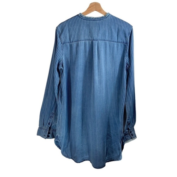 Free People x Sandrine Rose Mandarin Denim Shirt Washed Stripe NWT - Picture 5 of 6